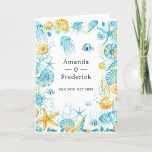 Blue and Yellow Sea Life Wedding Program