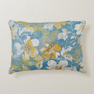 Blue and Yellow Shabby Cottage Butterfly  Accent Pillow