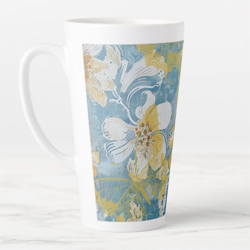 Blue and Yellow Shabby Cottage Butterfly  Latte Mug