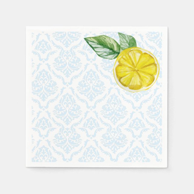 Blue and Yellow She found her Main Squeeze Welcome Napkins (Front)