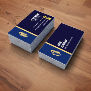 Blue and Yellow Simple Lines Business Card