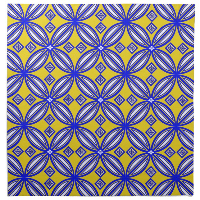 Blue And Yellow Spanish Tile Pattern Napkins (Front)