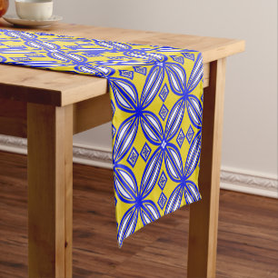 Blue And Yellow Spanish Tile Pattern Table Runner