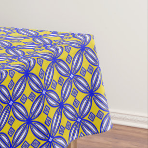 Blue And Yellow Spanish Tile Pattern Tablecloth