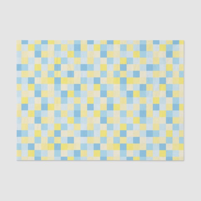 Blue and Yellow Squares Tissue Paper (Front)