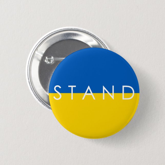 Blue and Yellow Stand with Ukraine  Button (Front & Back)