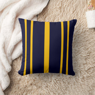 Blue and Yellow Striped Throw Pillow