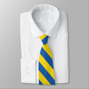 Blue and yellow striped Ukraine flag neck tie