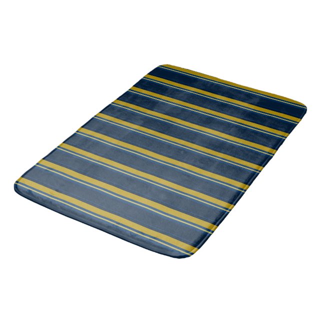 Blue and yellow stripes bath mat (Angled)