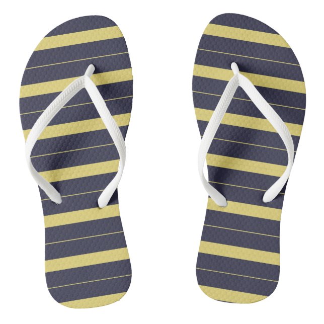 Blue and Yellow Stripes Flip Flops (Footbed)