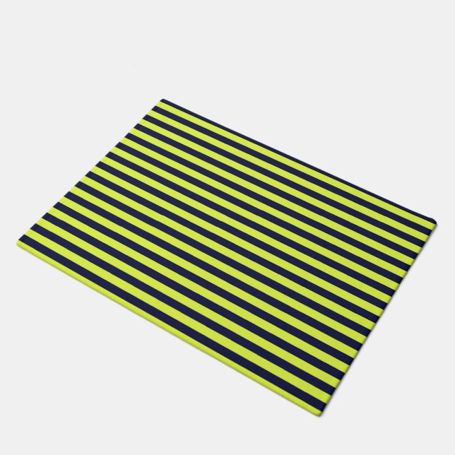 Blue and yellow stripes pattern doormat (Angled)