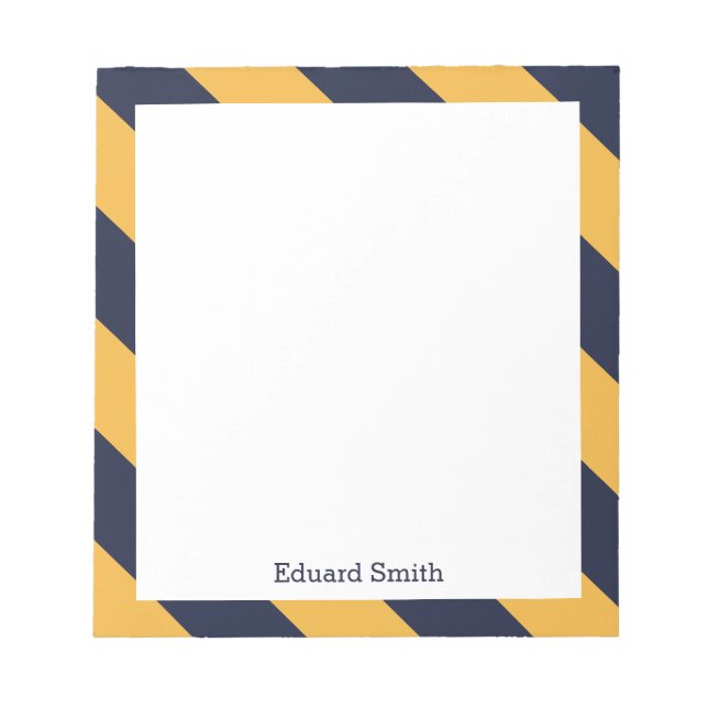 Blue and Yellow Stripes Personalized Notepad (Front)