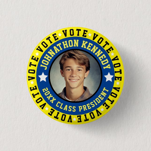 Blue and Yellow Student Body Campaign Button (Front)