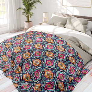 Blue and Yellow Stylish Bohemian Fleece Blanket