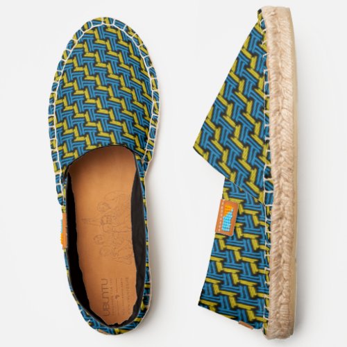 Blue and Yellow Stylized Tribal Chevron Pattern Espadrilles