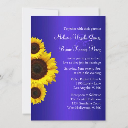 Blue and Yellow Sunflower Wedding Invitation