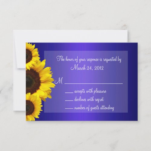 Blue and Yellow Sunflower Wedding RSVP