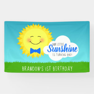 Blue and Yellow Sunshine Birthday Party Banner