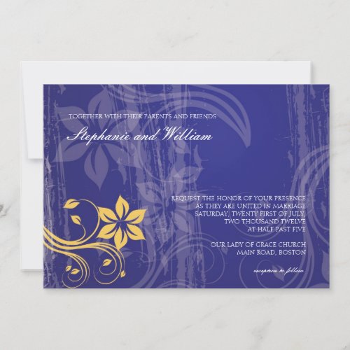 Blue and Yellow Swirl Wedding Invitation