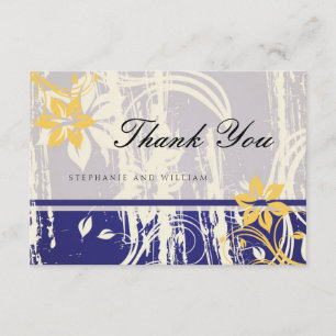 Blue and Yellow Swirl Wedding Thank You Card