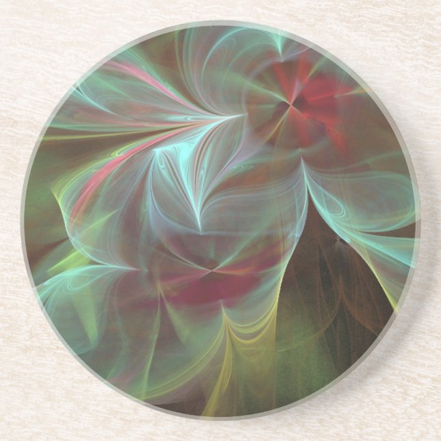 Blue and Yellow Swirls Sandstone Coaster (Front)