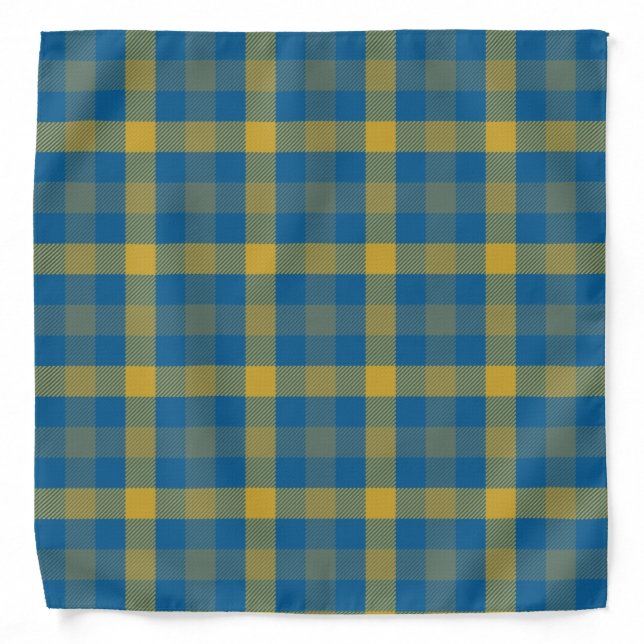 Blue and Yellow Tartan Bandana (Front)