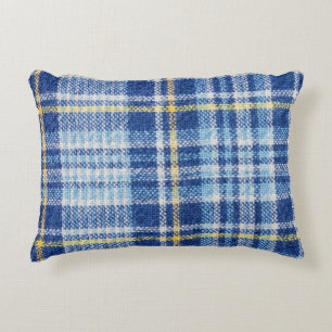 Blue and yellow tartan or plaid background for fas accent pillow