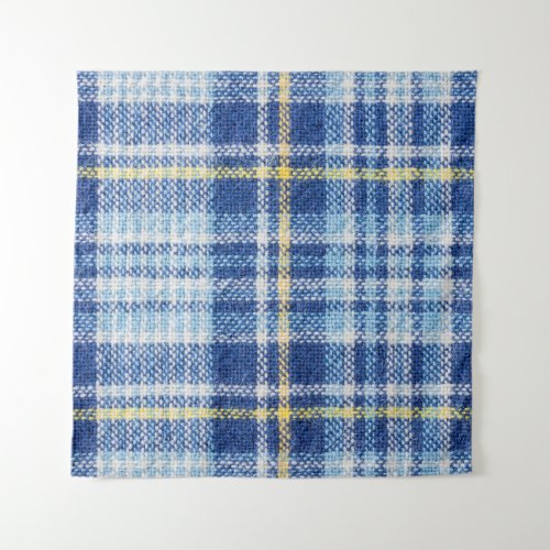 Blue and yellow tartan or plaid background for fas tapestry