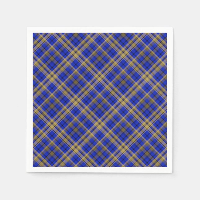 Blue and yellow tartan plaid.  napkins (Front)