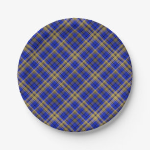 Blue and yellow tartan plaid. paper plates