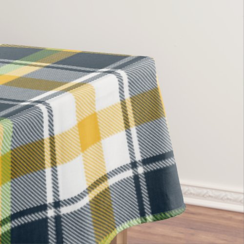 Blue And Yellow Tartan Plaid Scottish Pattern Tablecloth