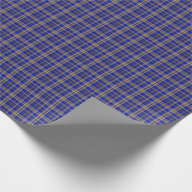 Blue and yellow tartan plaid. wrapping paper (Corner)
