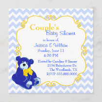 Blue and Yellow Teddy Bear Couple's Baby Shower Invitation