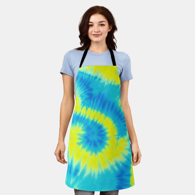 Blue and Yellow Tie Dye Apron (Worn)