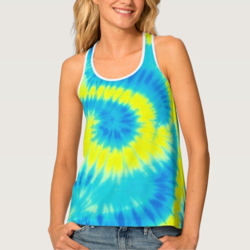 Blue and Yellow Tie Dye Tank Top