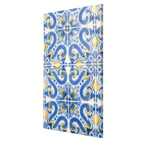 Blue and yellow tile Portugal Canvas Print