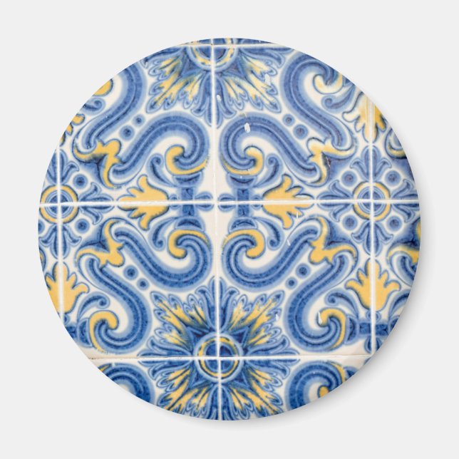Blue and yellow tile, Portugal Magnet (Front)