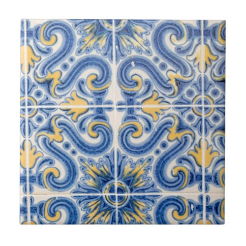 Blue and yellow tile Portugal Tile