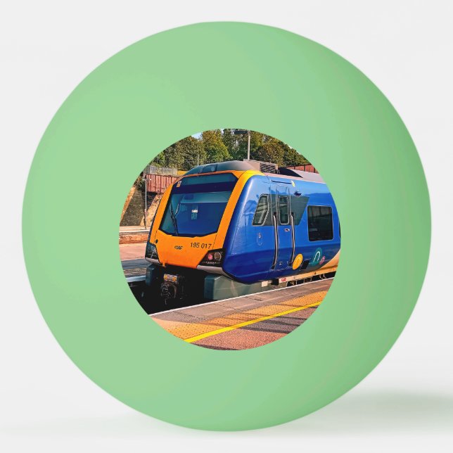 Blue and yellow train ping pong ball (Front)