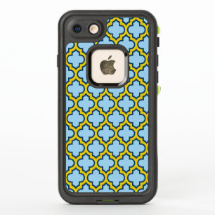 Blue and Yellow Trellis, Lattice, Quatrefoil