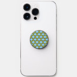 Blue and Yellow Trellis, Lattice, Quatrefoil PopSocket