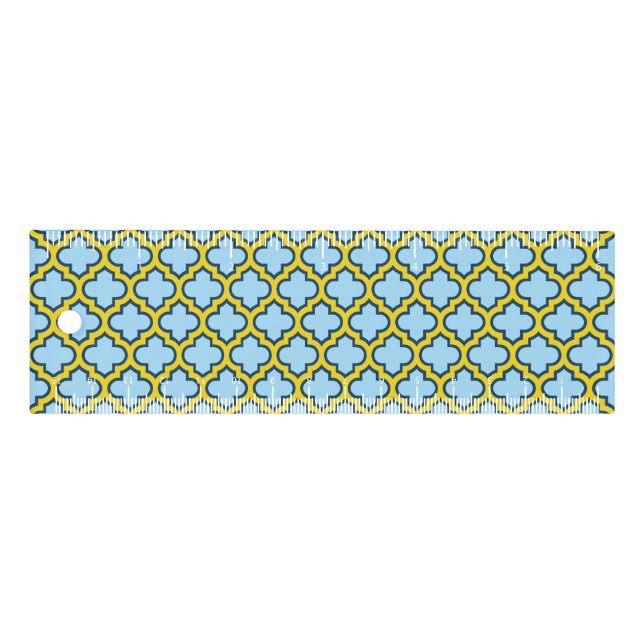 Blue and Yellow Trellis, Lattice, Quatrefoil Ruler (Front)