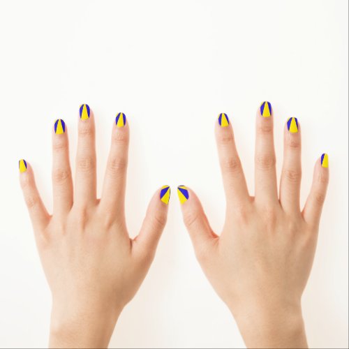 Blue and Yellow Triangles Angles Custom Nails Minx Nail Art