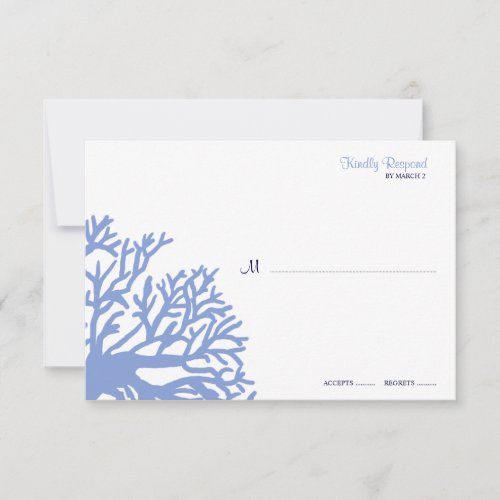 Blue and Yellow Tropical Coral Wedding rsvp