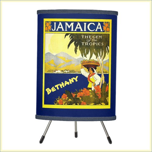 Blue and Yellow Tropical Jamaica Tripod Lamp