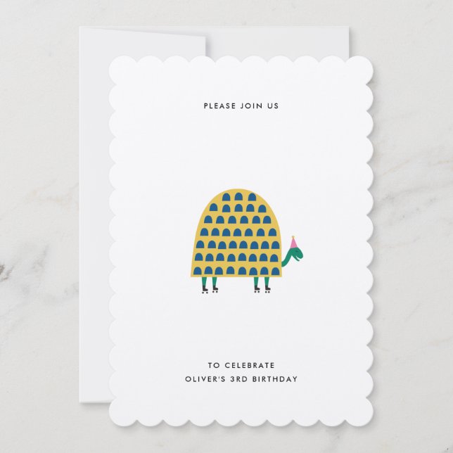 Blue and Yellow Turtle Animal Kids Birthday Party  Invitation (Front)