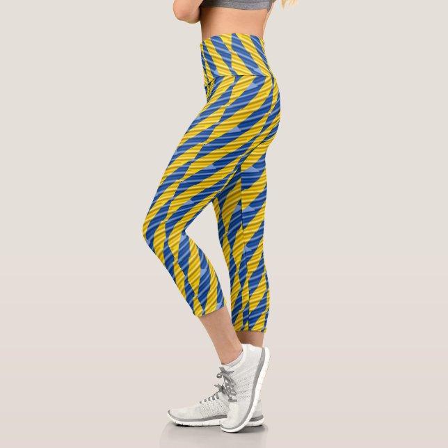 Blue and Yellow Ukraine inspirations peace no war Capri Leggings (Left)