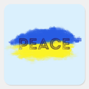 Blue and Yellow Ukraine Inspirations Peace No War Square Sticker