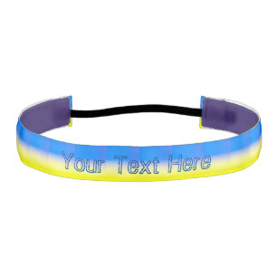 Blue and Yellow Ukraine Inspired custom text Athletic Headband