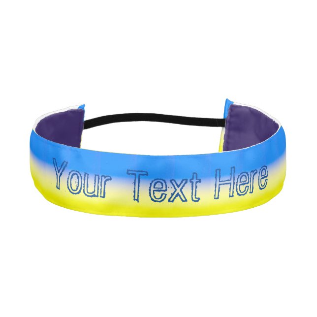 Blue and Yellow Ukraine Inspired custom text Athletic Headband (Front)